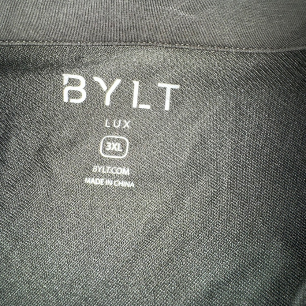 BYLT Lux Polo Shirt Mens 3XL Olive Green Excellent Split V-Neck Short Sleeve - Picture 4 of 10